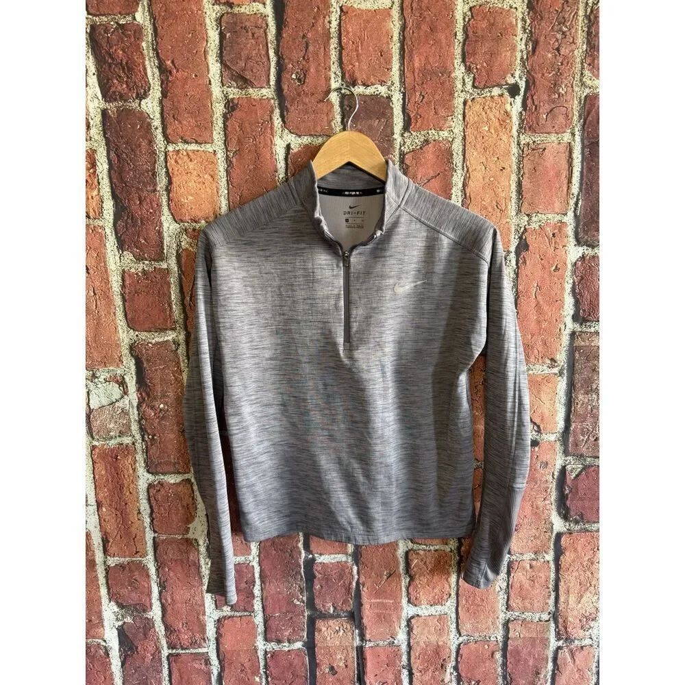 Nike Running Top Womens Small Gray Pacer Dri-Fit Athletic 1/4 Zip 928613-036